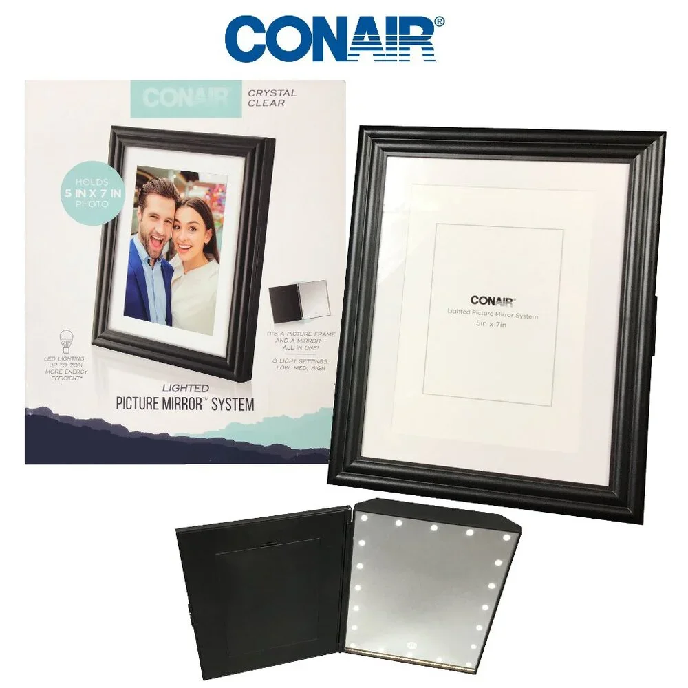 Conair Lighted Vanity Mirror / 5 x 7 Picture Frame, LED, 3 Settings - NEW!